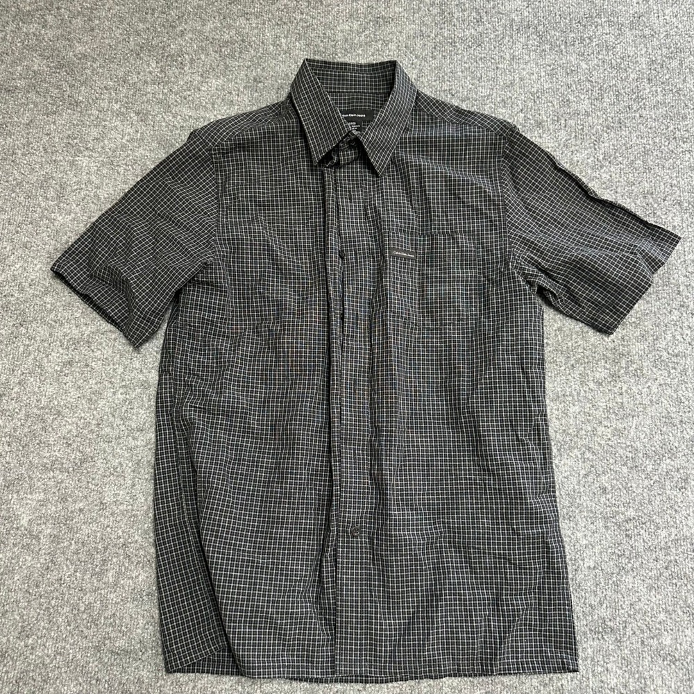 Calvin Klein Jeans Shirt Mens Size S Black White Grid Cotton Short Sleeve Casual